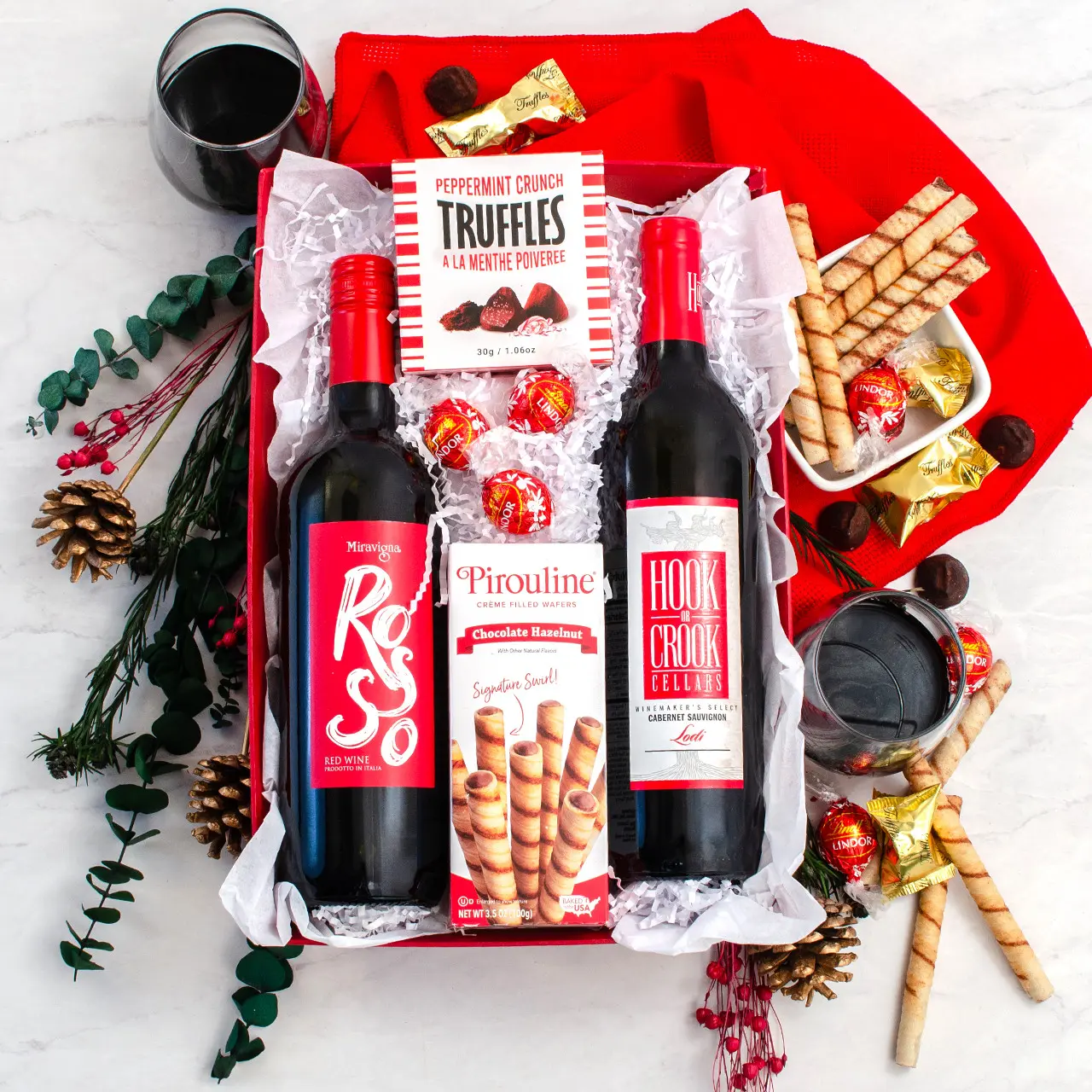 Holly Jolly Red Wine Gift Basket