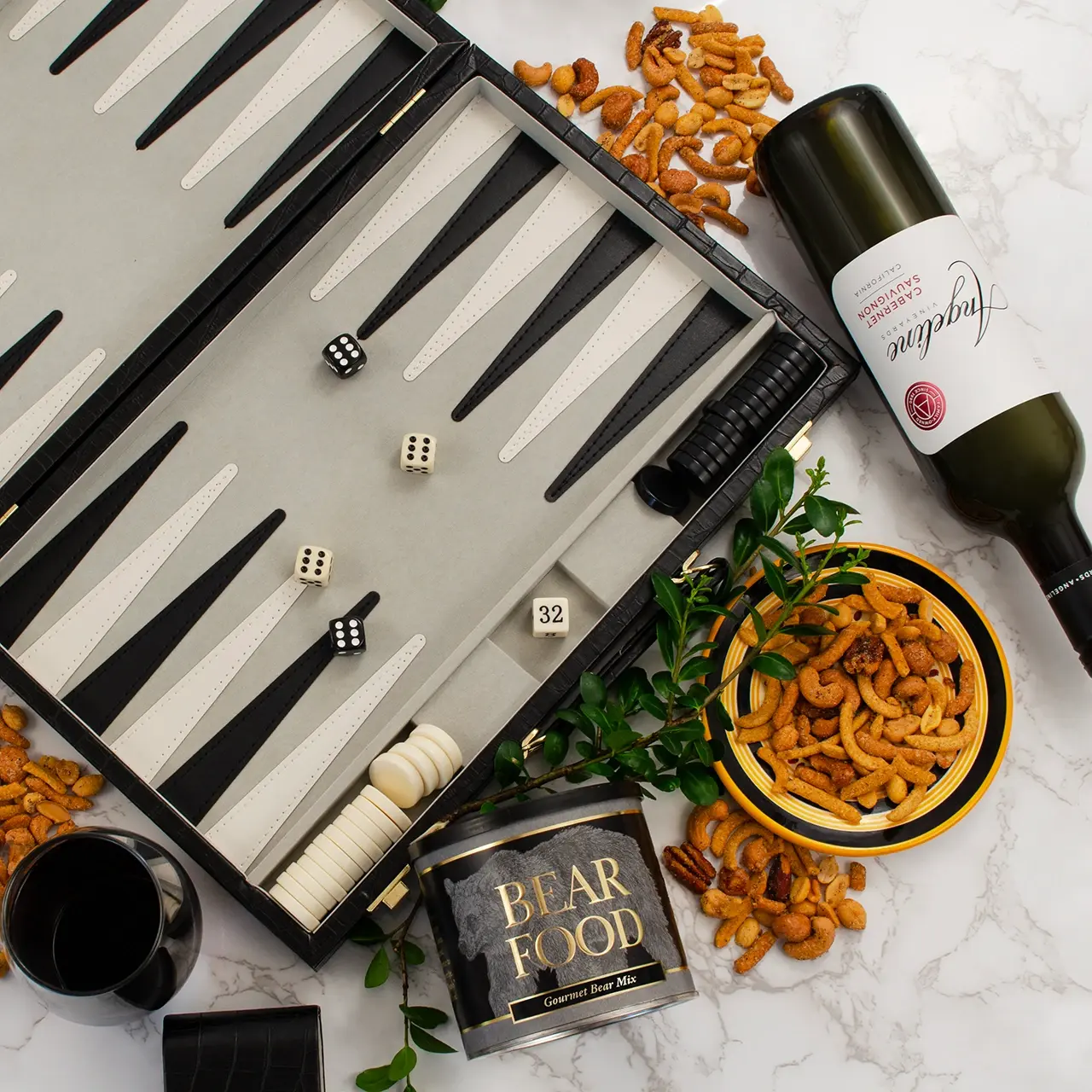 Game Night Backgammon & Red Wine Gift Set