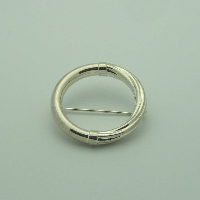 Sterling Silver Ribbed & Smooth Brooch