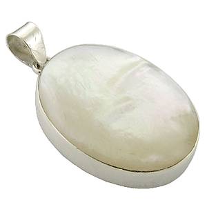 Sterling Silver & White Mother-of-Pearl Oval Pendant