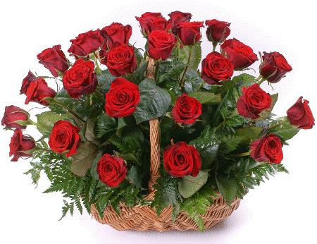 Valentine Basket Of 24 Lovely Roses