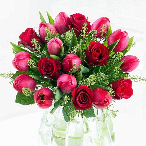Valentine Roses And Tulips