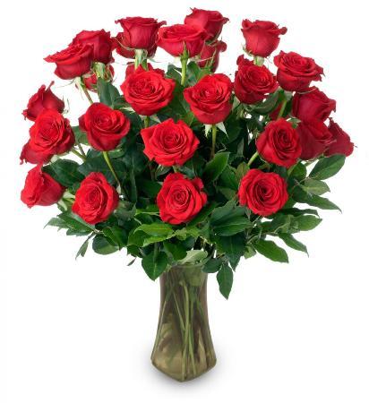 24 Red Roses Vase