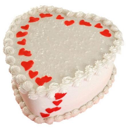 1.5 Kg Heart Shaped Vanilla Cake
