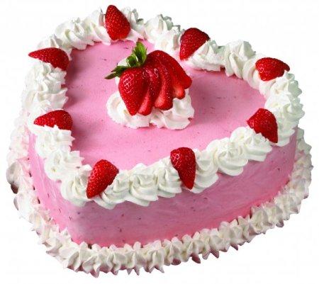 1.5 Kg Heart Shaped Strawberry Cake