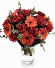 Red Roses And Orange Gerbaras