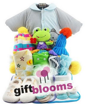 Winter Blossom Baby Shower Gift Basket (Pink Color Also Available for Baby Girl)