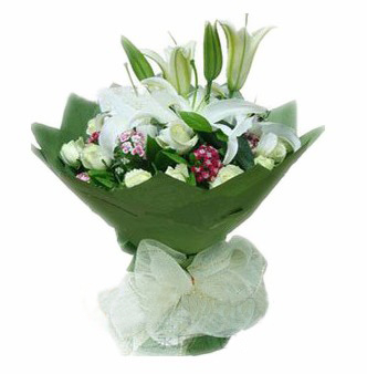 Mixed Lily and White Rose Sympathy to Hong Kong