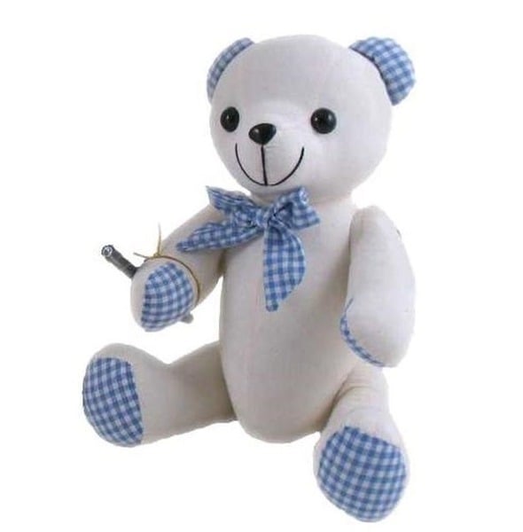 Message Autograph Bear Blue Gingham