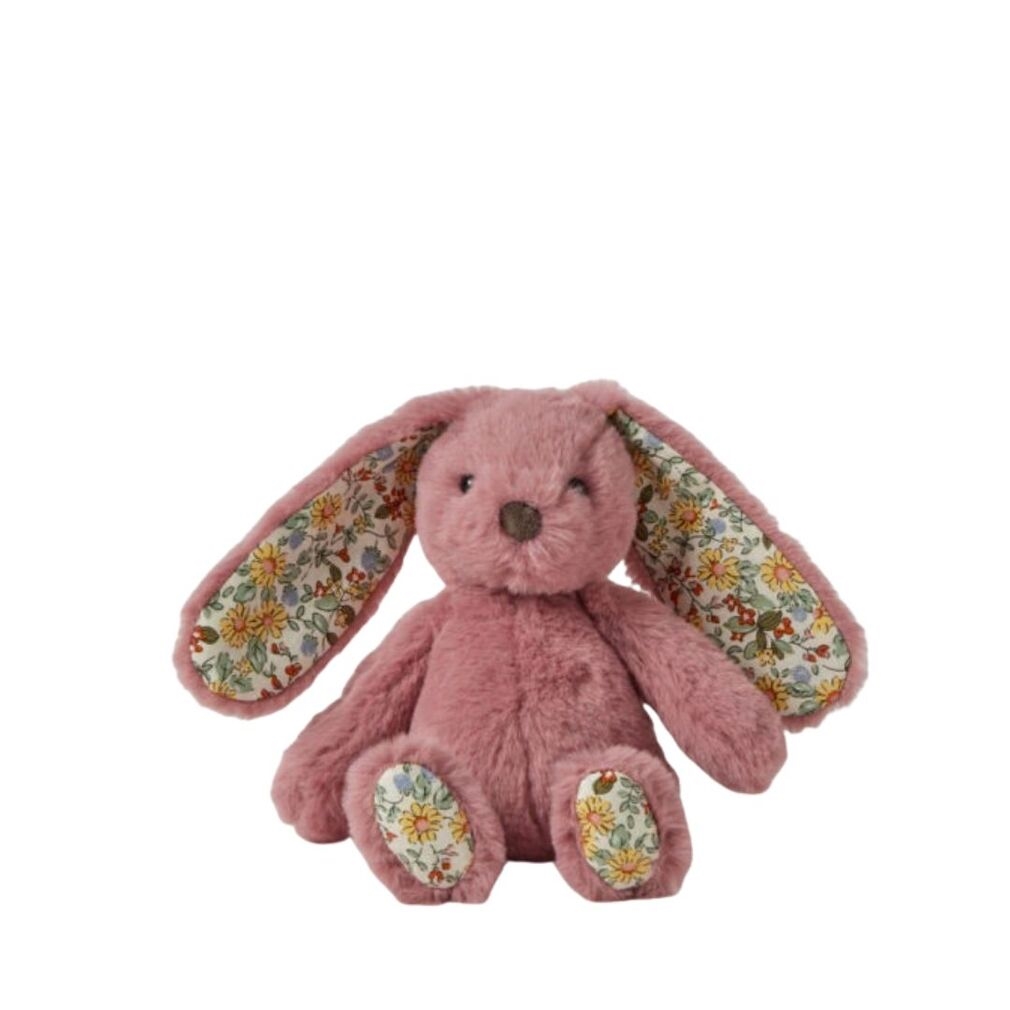 Jiggle and Giggle Floral Raspberry Bunny Rattle Small Soft Plush Toy 18cm