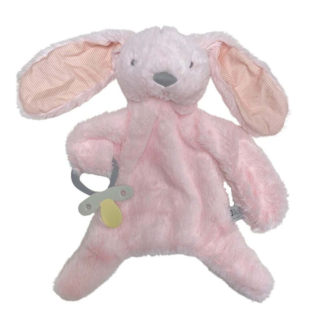 Bunny Baby Comforter with Dummy Holder in Light Pink by ES Kids