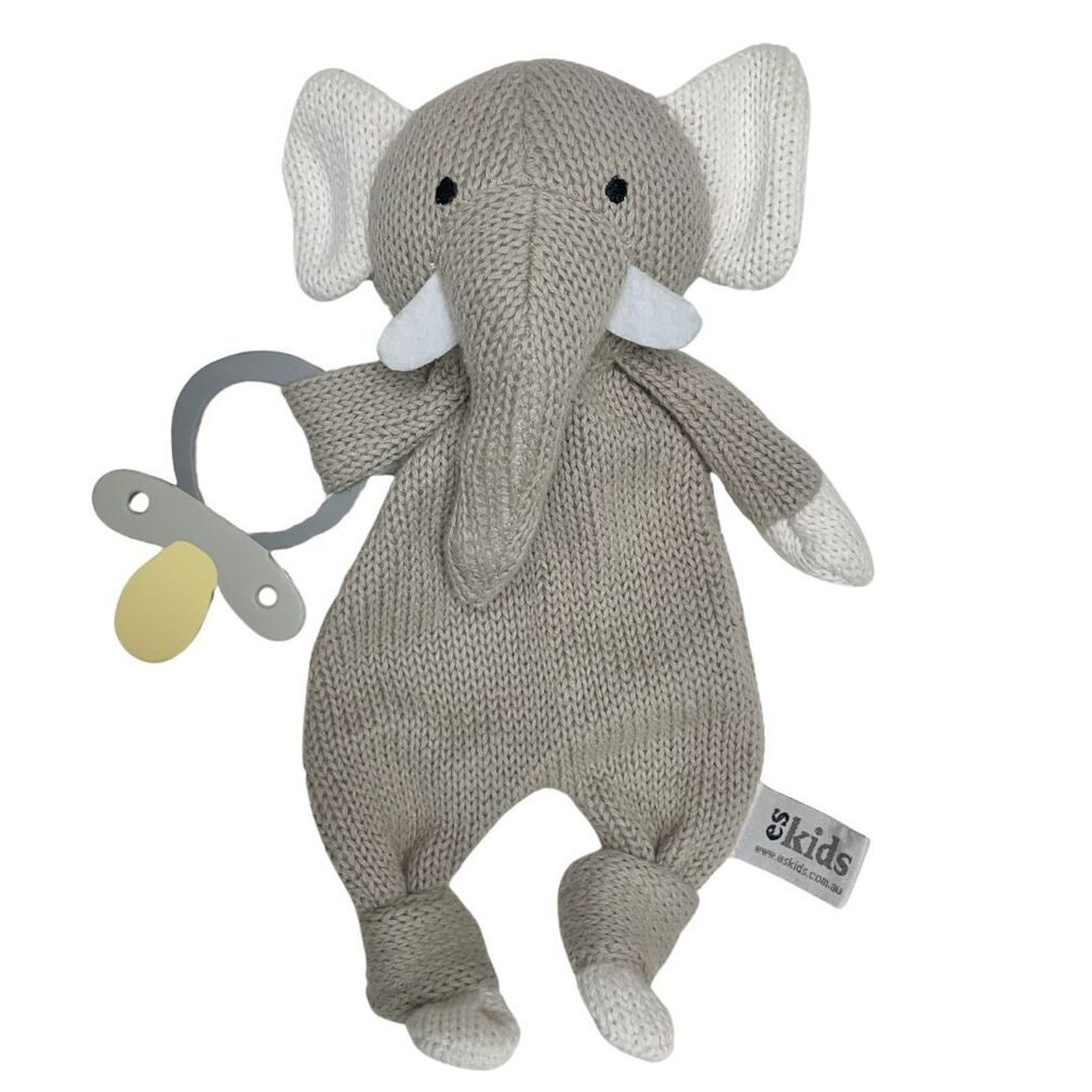 Knitted Eco Elephant Baby Comforter with Dummy Holder by ES Kids