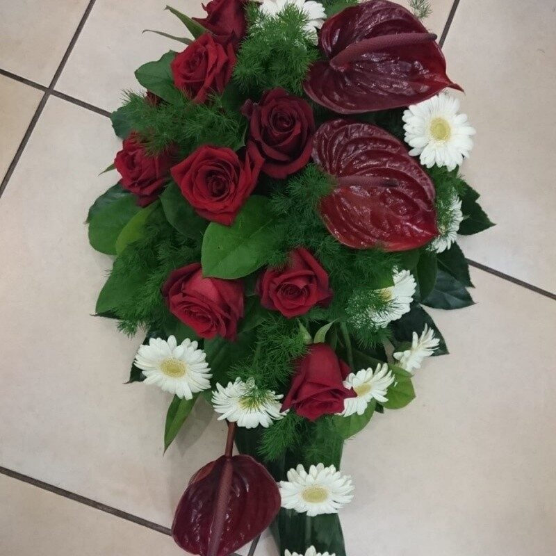 Funeral Arrangement In White And Red