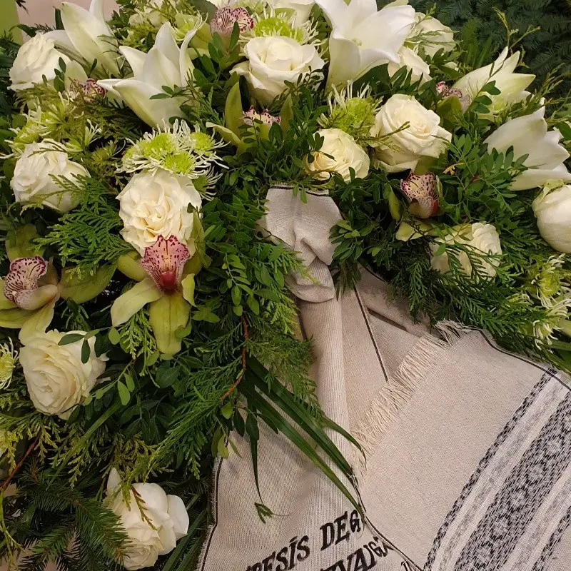 Funeral Wreath with White Roses