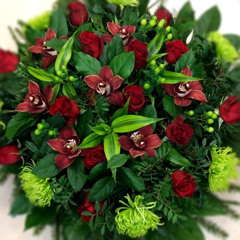 Funeral composition Red Flowers
