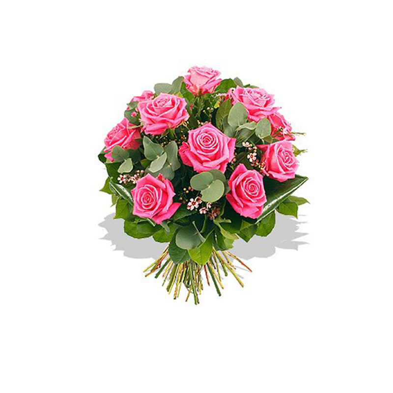 Bouquet of pink reoses and waxflowers