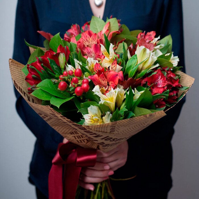 Alstroemeria Bouquet with hypericum
