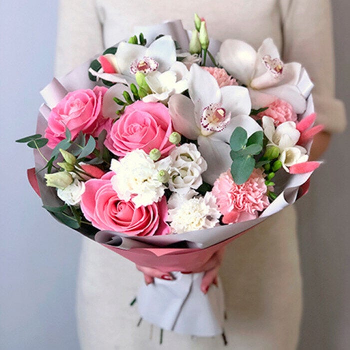 Orchids & Rose Bouquet "LEA"