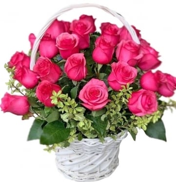 Crimson Roses Basket, from 9 to 101 (9 stems)