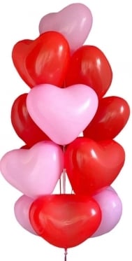 Red-Pink Hearts Bunch from 3 to 33 (3 balloons)