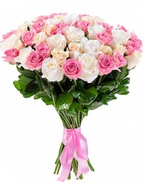 White & Pink Classic, Bouquets from 7 to 101 (7 stems)