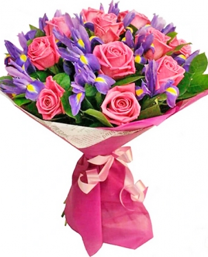 Pink Roses in a blue shade - 4 sizes (Small)