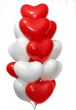 Red & White Latex Hearts: 3 to 33 (3 balloons)