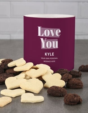 Personalised Purple Love You Cookie Tube (Standard)