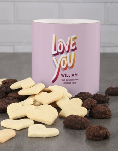 Personalised Colourful Love You Cookie Tube (Standard)