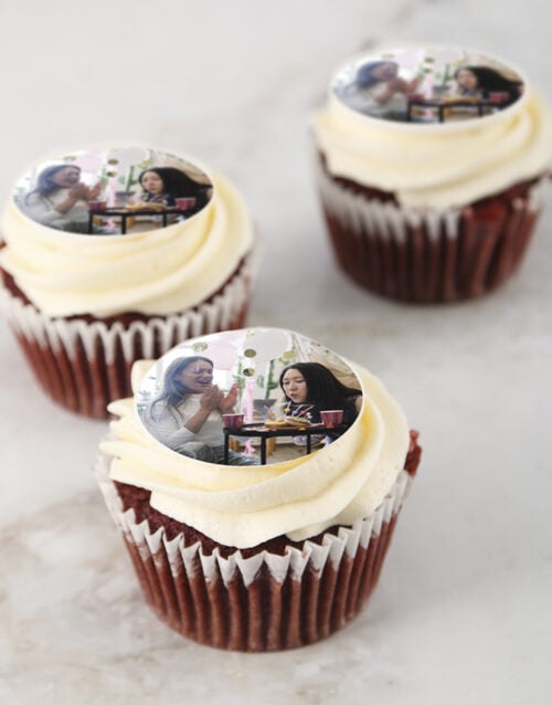 Personalised Red Velvet Photo Cupcakes (12)