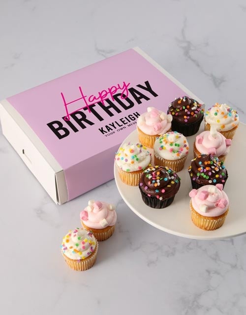 Personalised Pink Birthday Cupcakes (STANDARD)