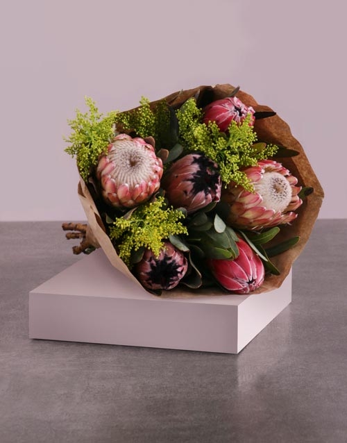 Protea Mix Bouquet in Craft Wrapping