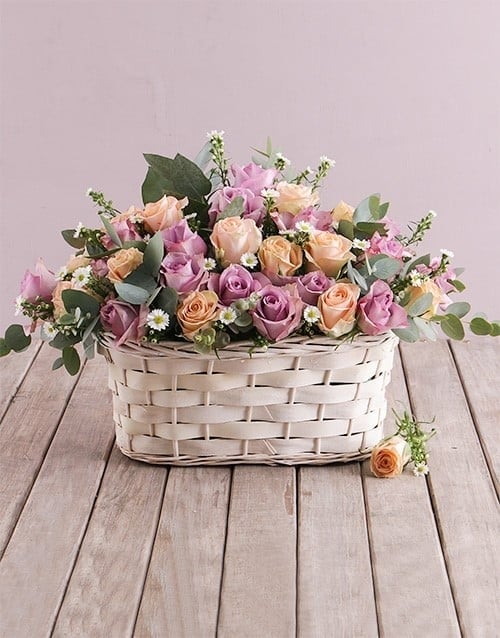Peachy Purple Rose Basket