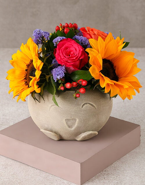 Moms Bright Florals In Mojo Pot