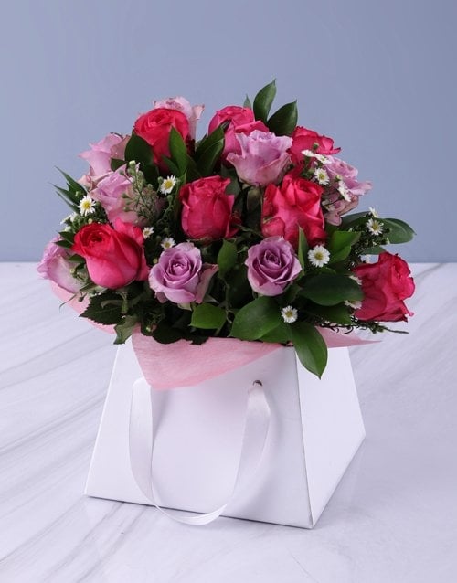Lilac And Cerise Rose Gift Box