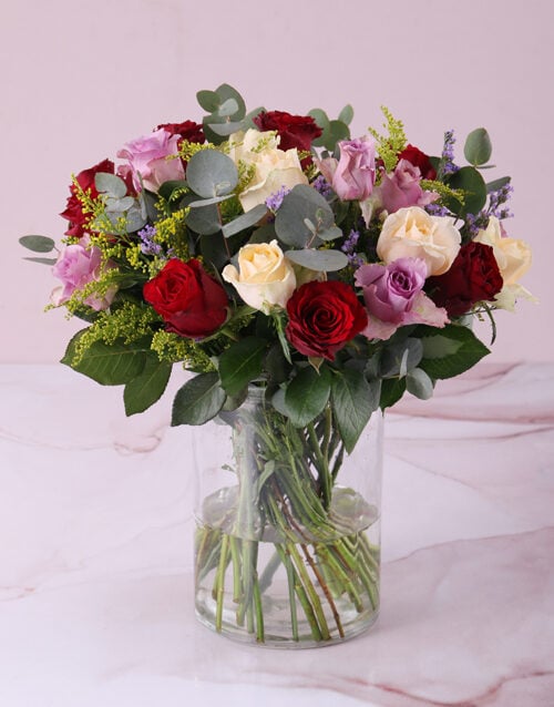 Colourful Mixed Rose Arrangement