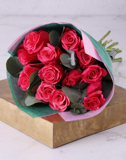 Seriously Classic Cerise Rose Bouquet