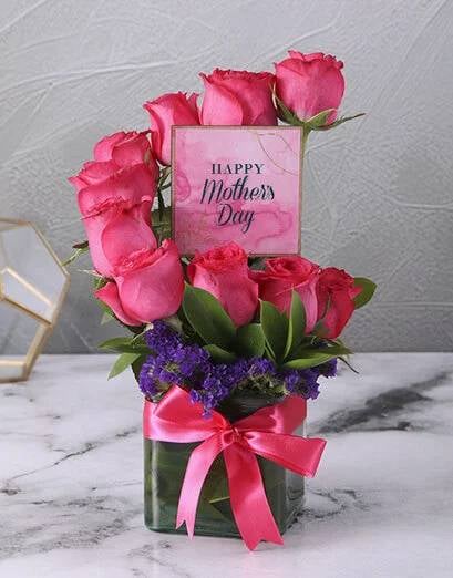 Vibrant Cerise Rose Arrangement