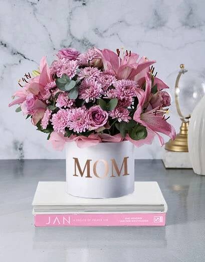 Purple Roses And Pink Sprays For Mom
