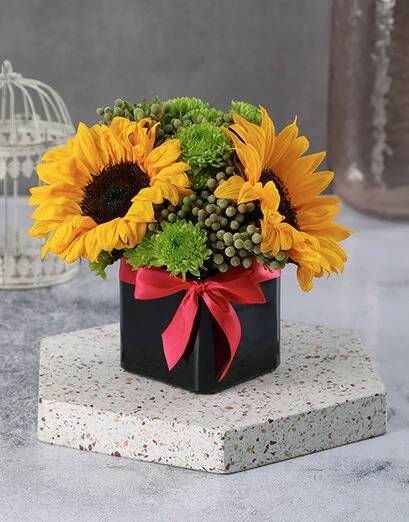 Box Of Green And Gold Flowers