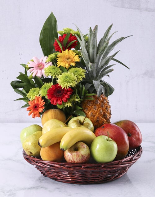 Flower And Fresh Fruit Basket (Small)