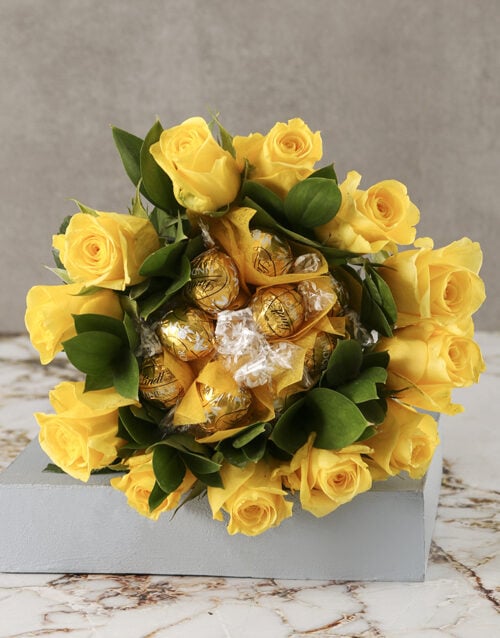 Yellow Rosy Chocolate Arrangement (Standard)