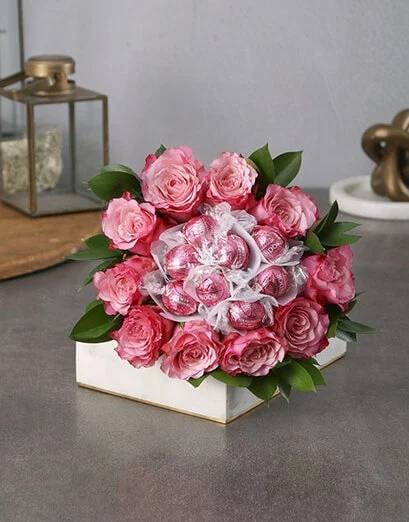 Pink Rosy Chocolate Arrangement (Medium)