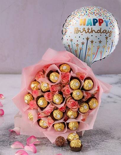 Pretty In Pink Rose Edible Arrangement (Standard)