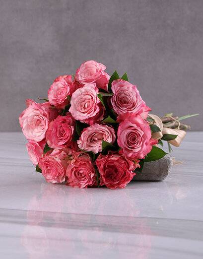Pink Roses in Craft Paper (12 Roses)