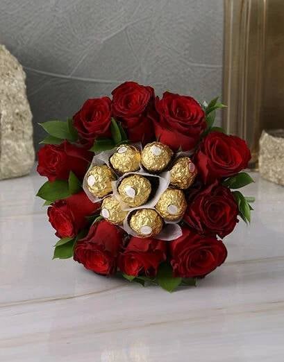 Red Roses And Ferrero Bouquet (Combo)