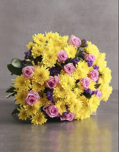 Cheerful Pompom Mixed Flower Bouquet