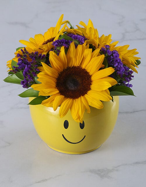 Sunflower Smiley Pot
