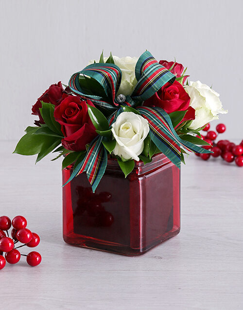 Petite Red and White Rose Arrangement