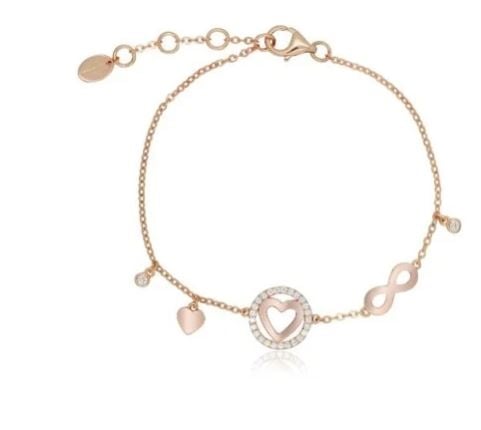 Rose Gold Infinity and Heart Bracelet